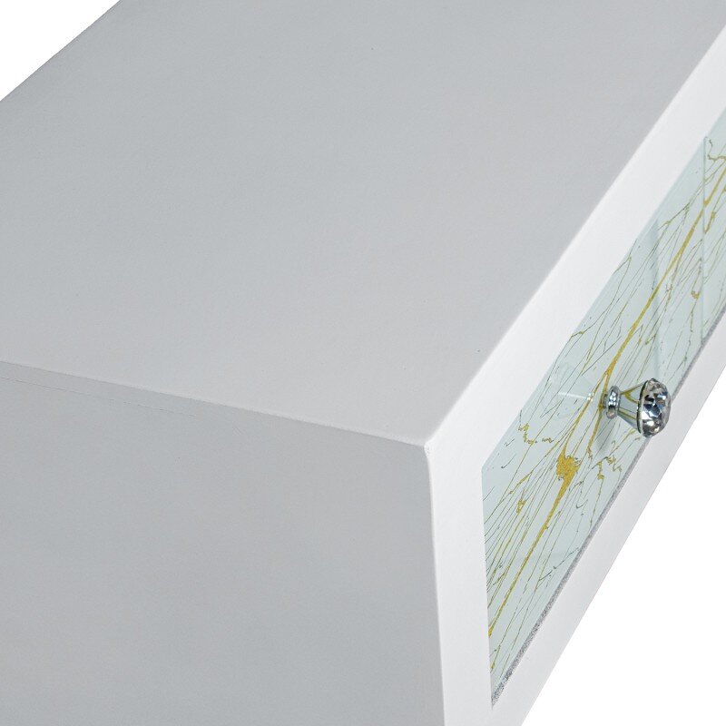 Mesa Entrada 2 Cajones Madera Lacada Blanco/dorado 80x35x77cm - Image 3