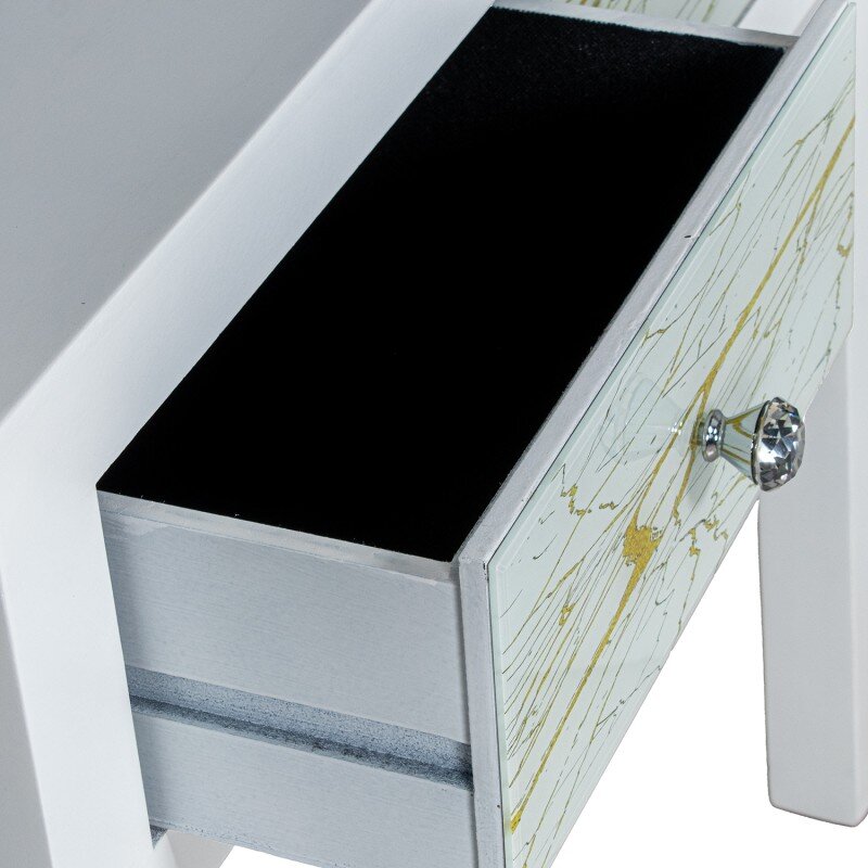 Mesa Entrada 2 Cajones Madera Lacada Blanco/dorado 80x35x77cm - Image 4