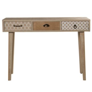 Mesa Entrada Madera C/3 Cajones, Abeto+contrach.+ Patas Pino 110x35x79cm
