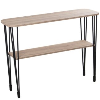 Mesa Entrada Madera Cl. Roble +72288 Patas Metal Negro, Mont 120x40x91cm Balda:106x28x1,8c