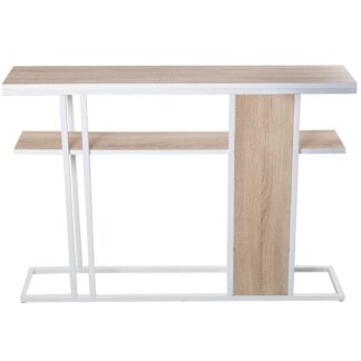 Mesa Entrada Madera Color Roble/metal Blanco 120x25x82cm