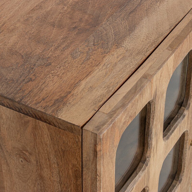 Mesa Entrada Madera Mango Y Cristal 2 Puertas 92x42x110cm - Image 4