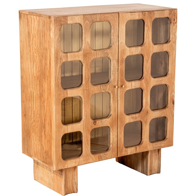 Mesa Entrada Madera Mango Y Cristal 2 Puertas 92x42x110cm - Image 9