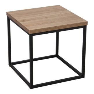 Mesa Esquina Madera Patas Metal, Tablero: Dm+melamina+pvc 50x50x50cm
