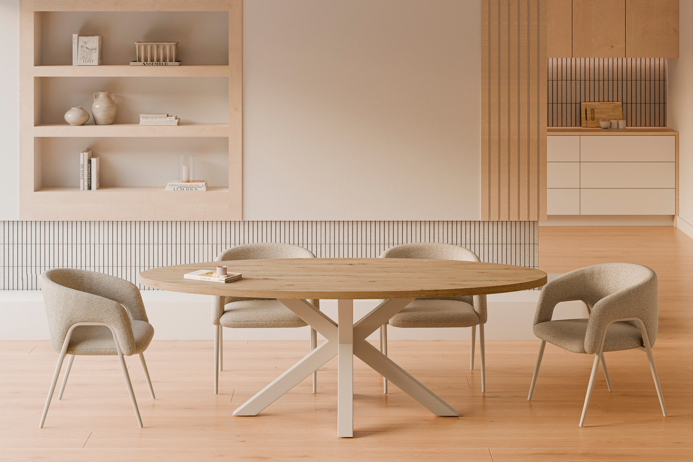Mesa fija SANDY ovalada roble/beige