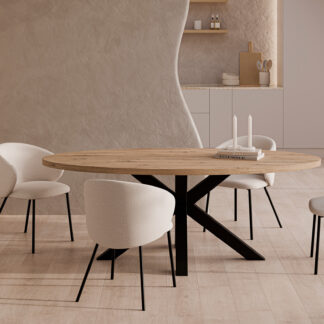 Mesa fija SANDY ovalada roble/negro