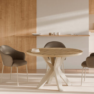 Mesa SANDY redonda 100 roble/beige