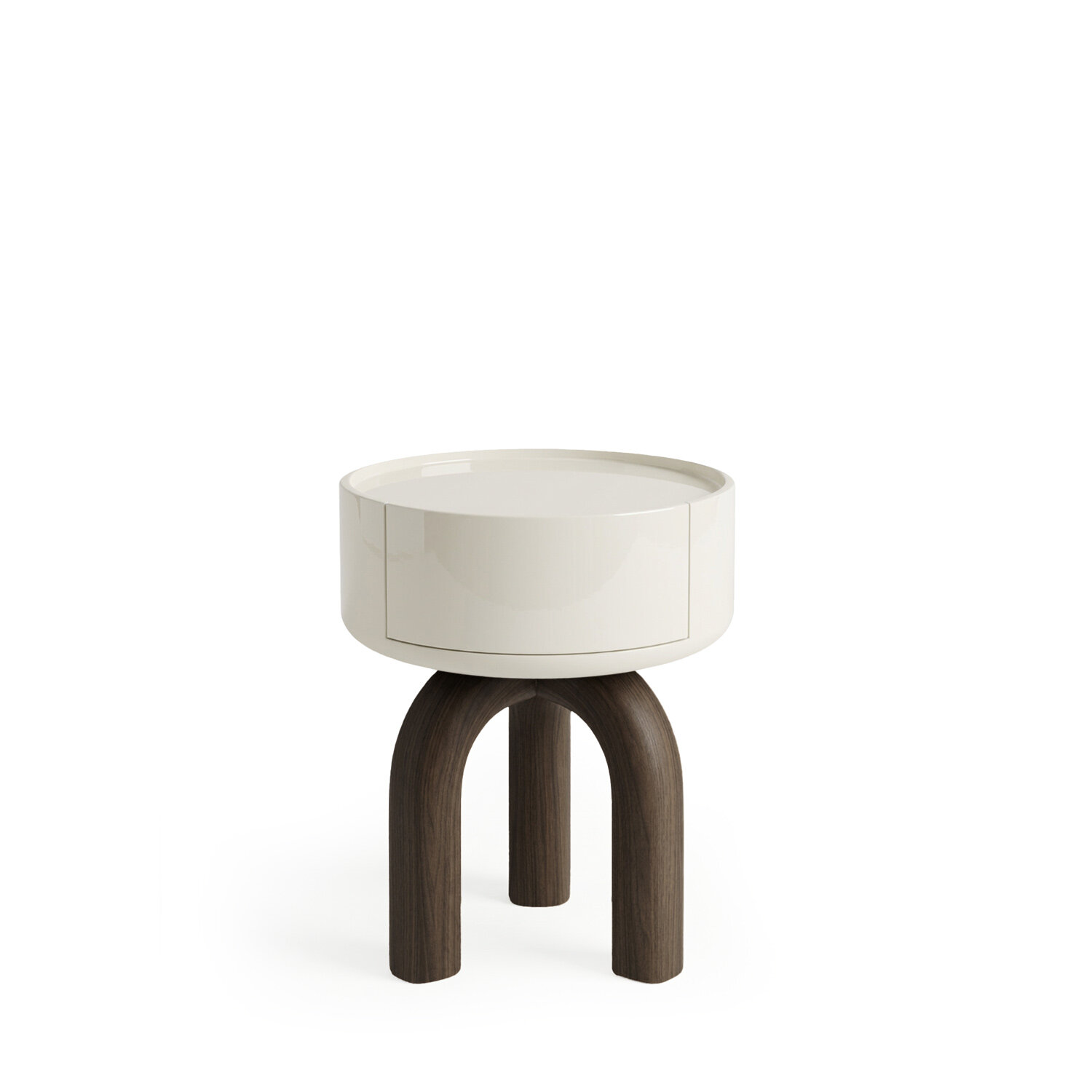 Mesita ARNOLD beige brillo/nogal - Image 2