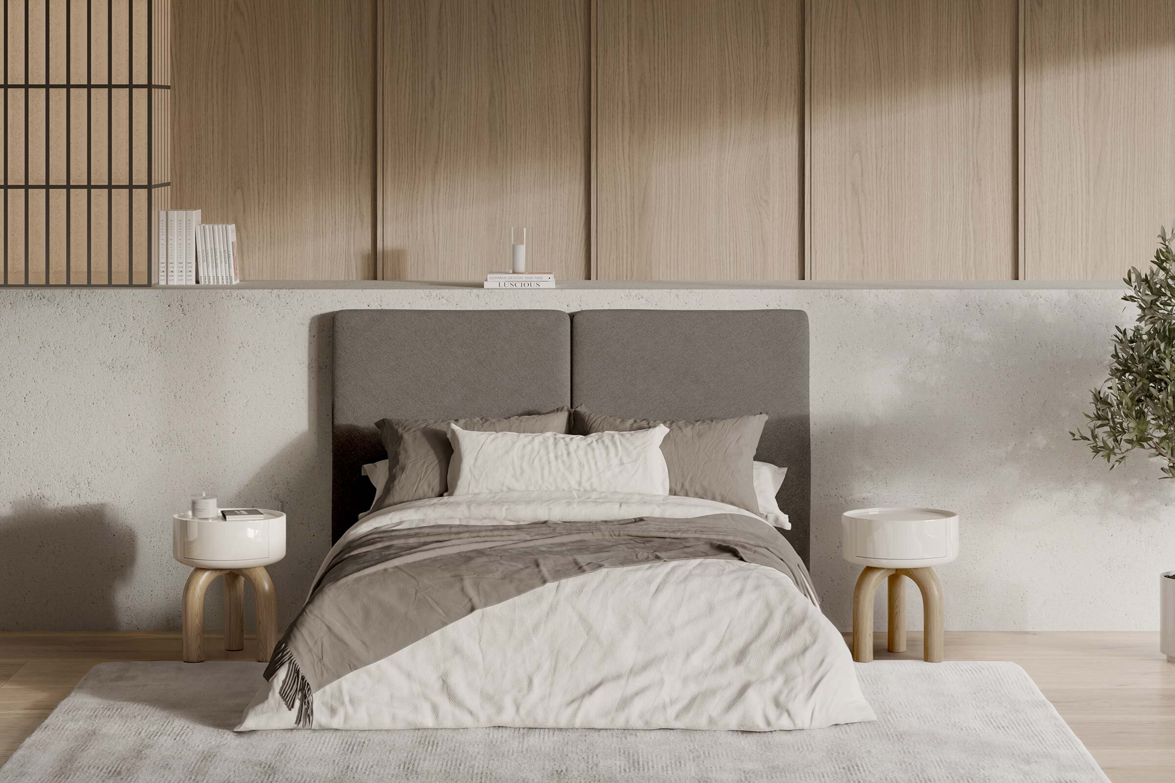 Mesita ARNOLD beige brillo/roble