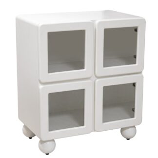 Mueble Entrada Madera Dm Blanco 4 Puertas Cristal 67x40x78cm