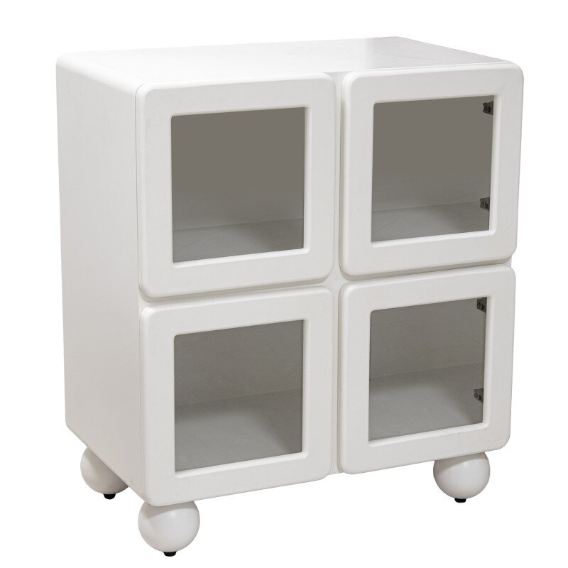 Mueble Entrada Madera Dm Blanco 4 Puertas Cristal 67x40x78cm