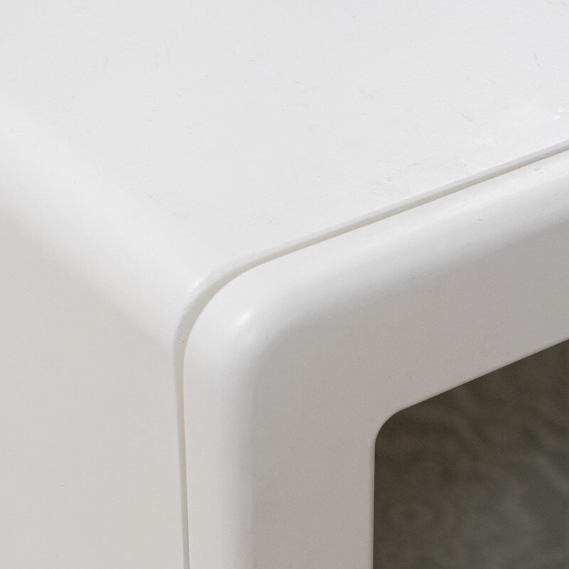 Mueble Entrada Madera Dm Blanco 4 Puertas Cristal 67x40x78cm - Image 4