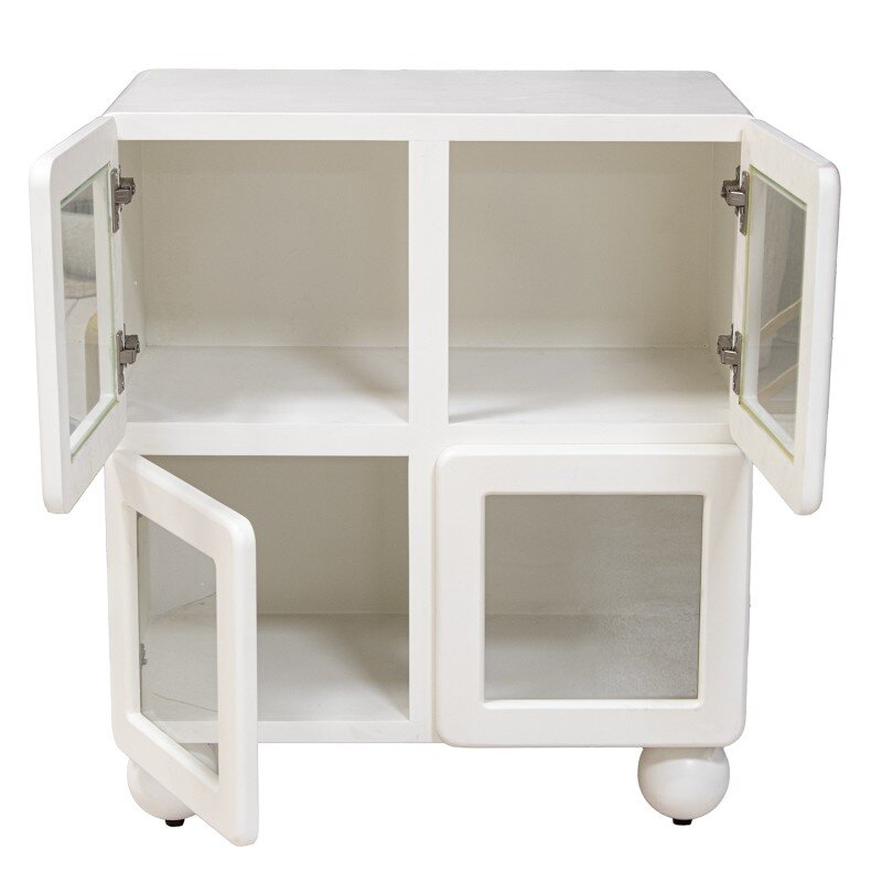 Mueble Entrada Madera Dm Blanco 4 Puertas Cristal 67x40x78cm - Image 6