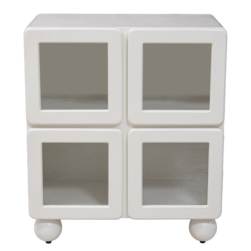 Mueble Entrada Madera Dm Blanco 4 Puertas Cristal 67x40x78cm - Image 7