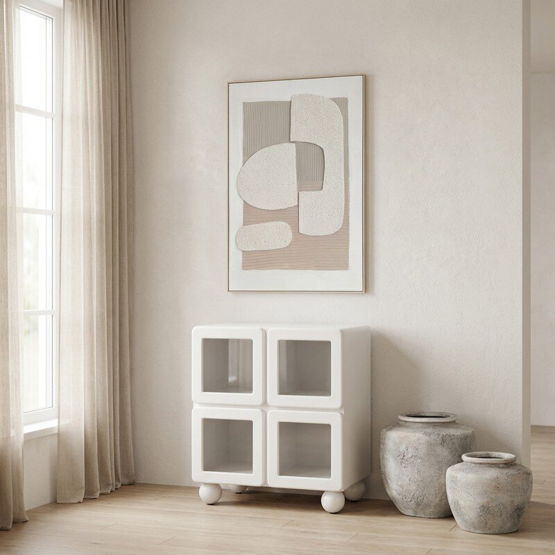 Mueble Entrada Madera Dm Blanco 4 Puertas Cristal 67x40x78cm - Image 8