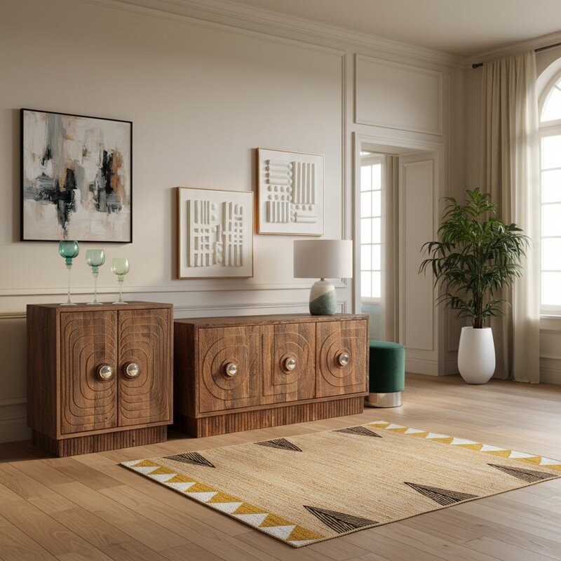Mueble Entrada Madera Mango 2 Puertas 91x43x106cm - Image 9
