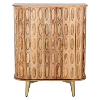 Mueble Entrada Madera Mango 2 Puertas Patas Metal Dorado 90x42x110cm