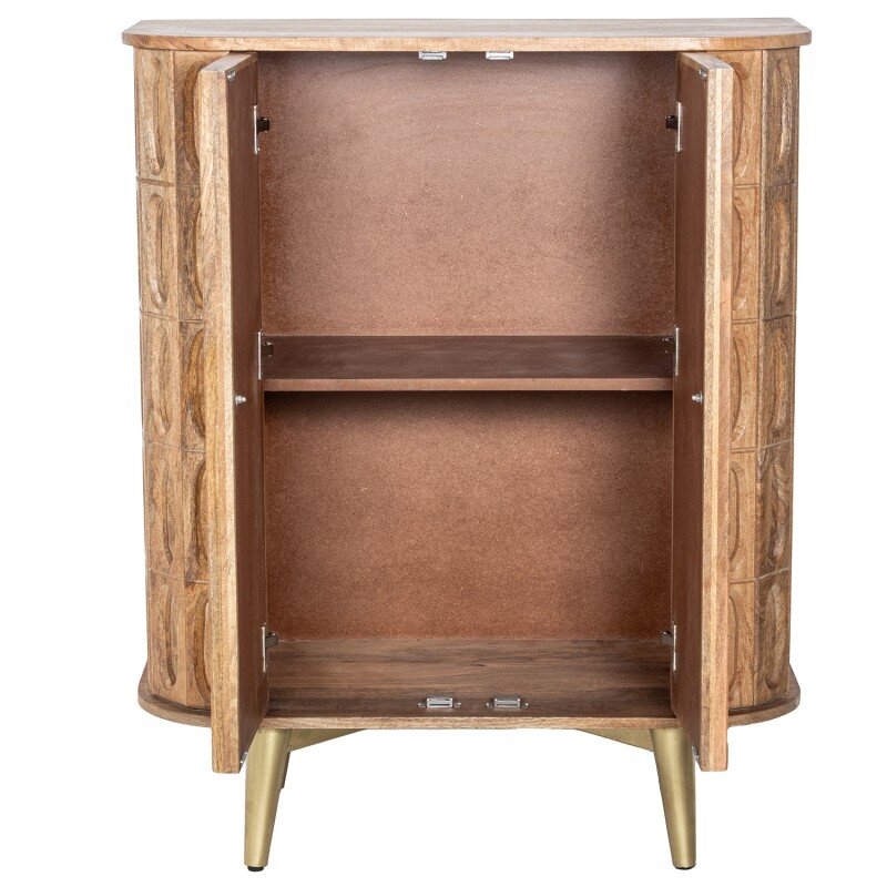 Mueble Entrada Madera Mango 2 Puertas Patas Metal Dorado 90x42x110cm - Image 2