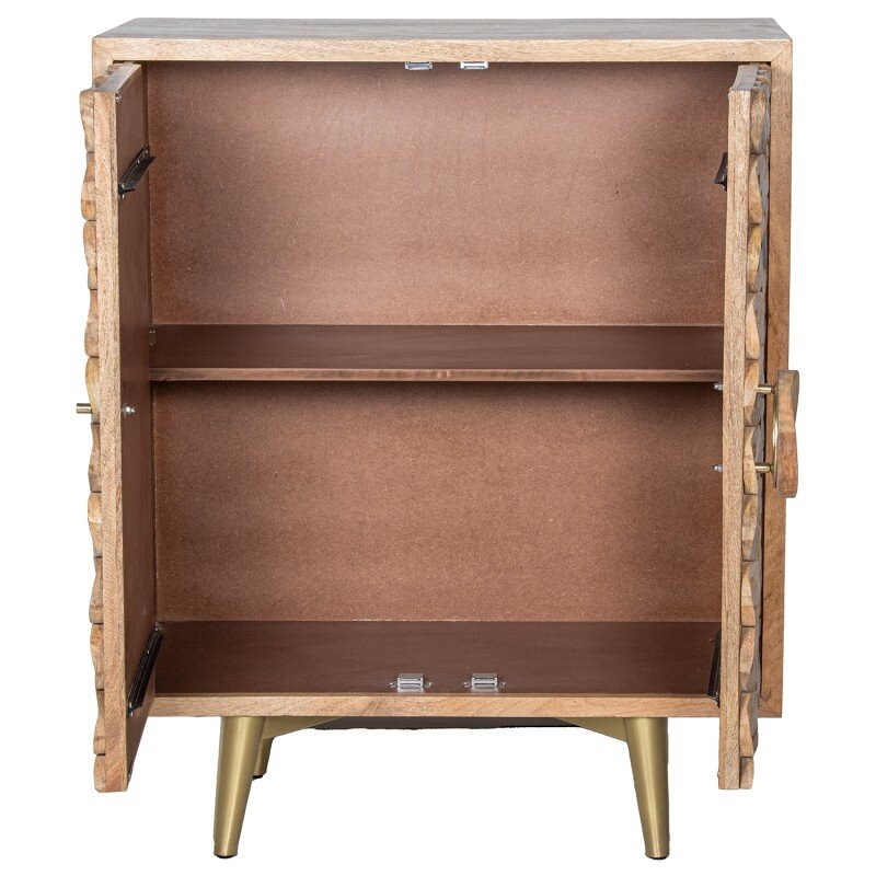 Mueble Entrada Madera Mango 2 Puertas Patas Metal Dorado 90x42x110cm - Image 2