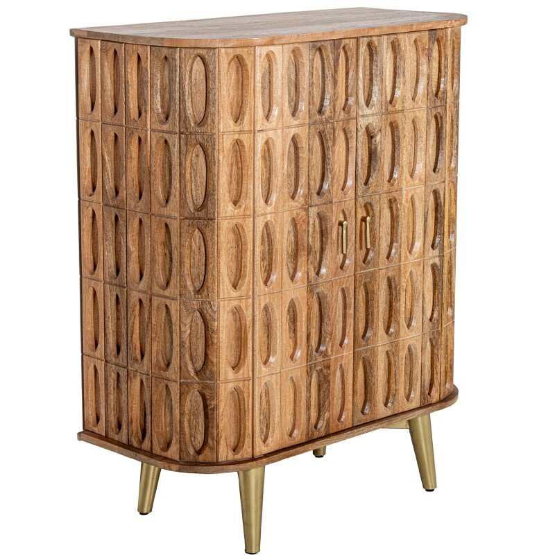 Mueble Entrada Madera Mango 2 Puertas Patas Metal Dorado 90x42x110cm - Image 9