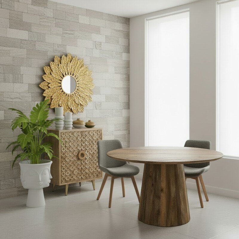 Mueble Entrada Madera Mango 2 Puertas Patas Metal Dorado 90x42x110cm - Image 9