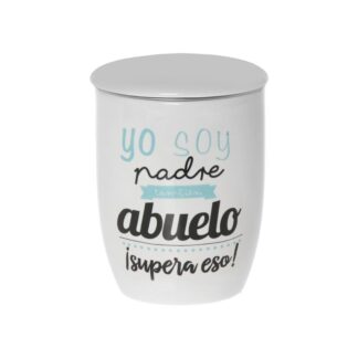 Mug Infusión Cerámica C/filtro Acero Inox. Abuelo Supera Eso Ø8,5x11cm, 375ml