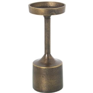 Palmatoria Aluminio Acabado Latón Envejecido Mate Ø9x21cm Para Velas Ø8cm