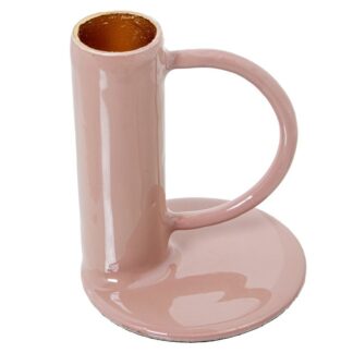 Palmatoria Metal Esmaltado Rosa/dorado Ø7x9cm