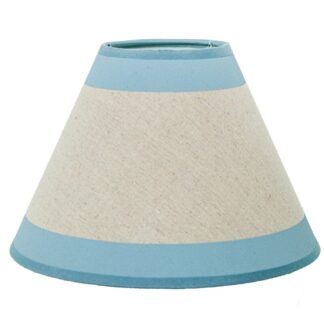 Pantalla Lampara Lino Crudo C/bandas Celestes, Para E14 Ø10/ø25x17cm