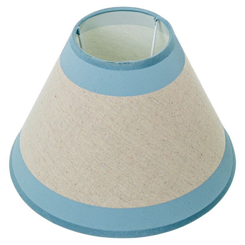 Pantalla Lampara Lino Crudo C/bandas Celestes, Para E14 Ø10/ø25x17cm - Image 2