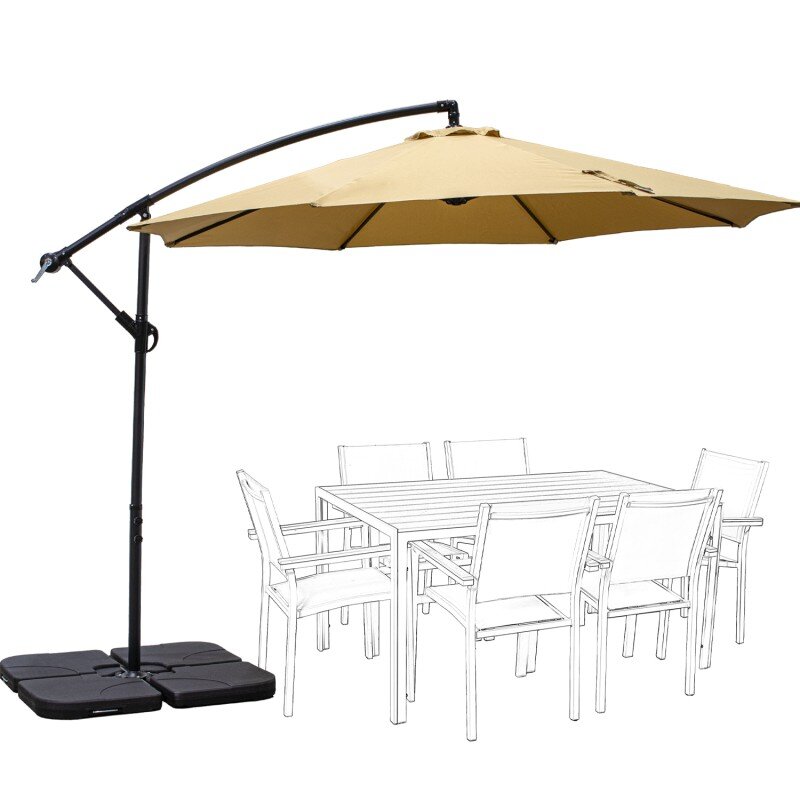 Parasol Acero/ Poliéster, Base Lastre No Incluída Ø2,7m, Tela Poliéster 180g