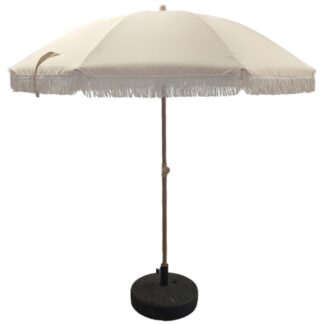 Parasol Acero/poliéster Con Flecos, Inclinable, Base No Incl Ø195x205cm Poliéster 160g