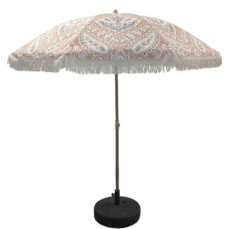 Parasol Acero/poliéster Con Flecos, Inclinable, Base No Incl Ø195x205cm Poliéster 160g