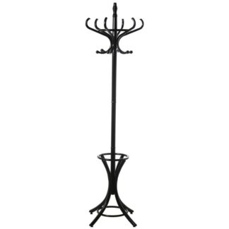 Perchero De Pie Madera Negra Ø53x186cm,madera:abedul/álamo