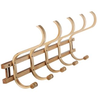 Perchero Pared Madera 5 Ganchos Natural 72x21x30cm,madera:abedul/álam
