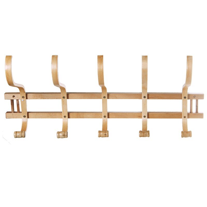 Perchero Pared Madera 5 Ganchos Natural 72x21x30cm,madera:abedul/álam - Image 2