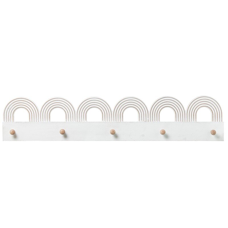 Perchero Pared Madera C/5 Ganchos Blanco/natural Arcos 80x4x16cm - Image 2