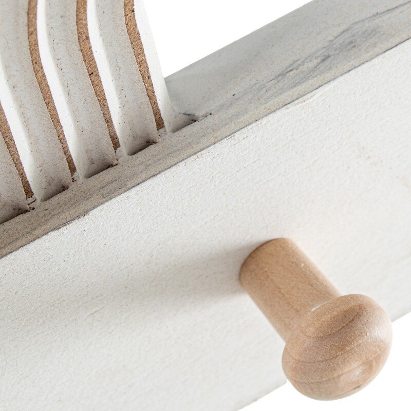 Perchero Pared Madera C/5 Ganchos Blanco/natural Arcos 80x4x16cm - Image 3