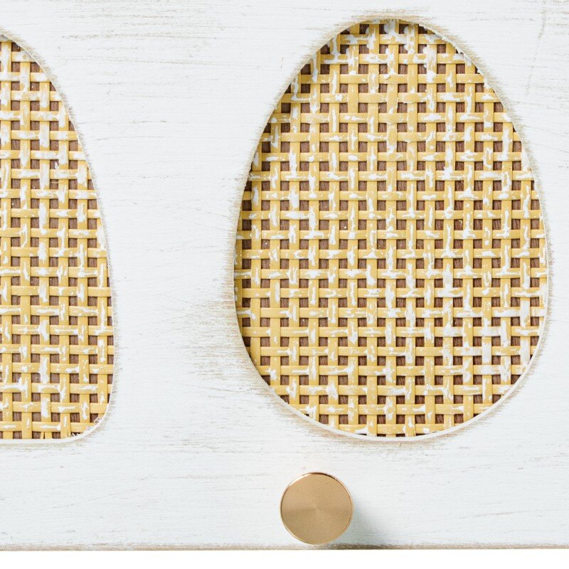 Perchero Pared Madera/ratán C/5 Ganchos Metal Dorado 60x4x17cm - Image 3