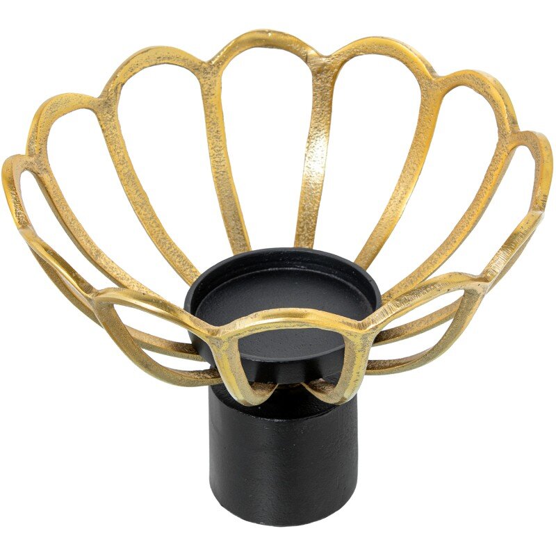 Portavelas Aluminio Oro/negro Ø31x23cm Para Velas Ø10,5cm - Image 2