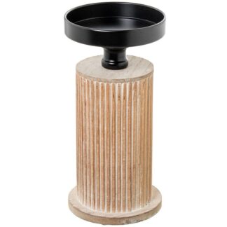Portavelas Madera/metal Ø11x23cm