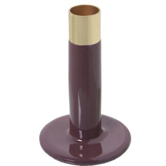 Portavelas Metal Esmaltado Violeta/dorado Ø7x12cm