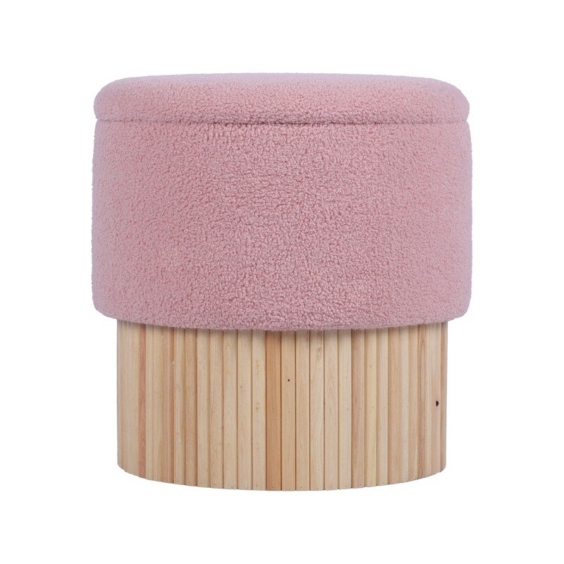 Puf Tapizado Rosa C/base Madera Natural Ø39x41cm - Image 6