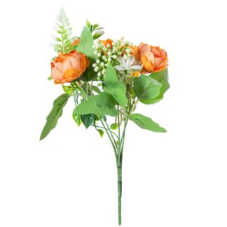 Ramo Peonias Naranja Poliéster 27cm