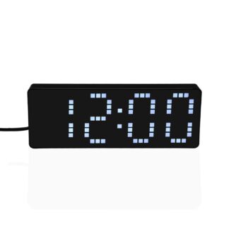 RELOJ DESPERTADOR DIGITAL NEGRO LUZ BLANCA