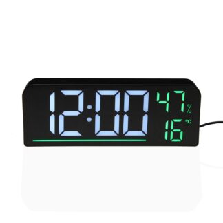 RELOJ DESPERTADOR DIGITAL NEGRO LUZ BLANCA Y VERDE