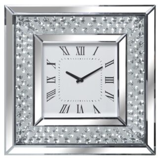 Reloj Pared Espejo C/brillantes 40x40cm 40x4,5x40cm, Pila:1xaa No Inc