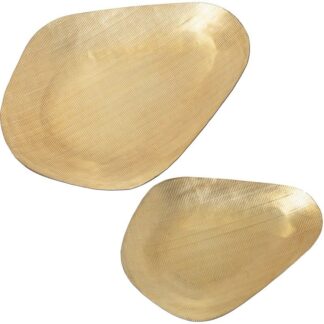 Set 2 Bandejas Aluminio Tallado Dorado 31x23x2,5+42,5x32x4cm