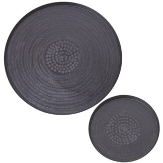 Set 2 Bandejas Aluminio Tallado Negro Ø23+ø38cm