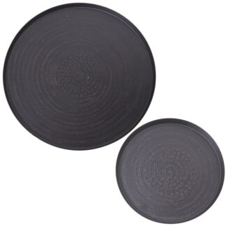 Set 2 Bandejas Aluminio Tallado Negro Ø23+ø38cm